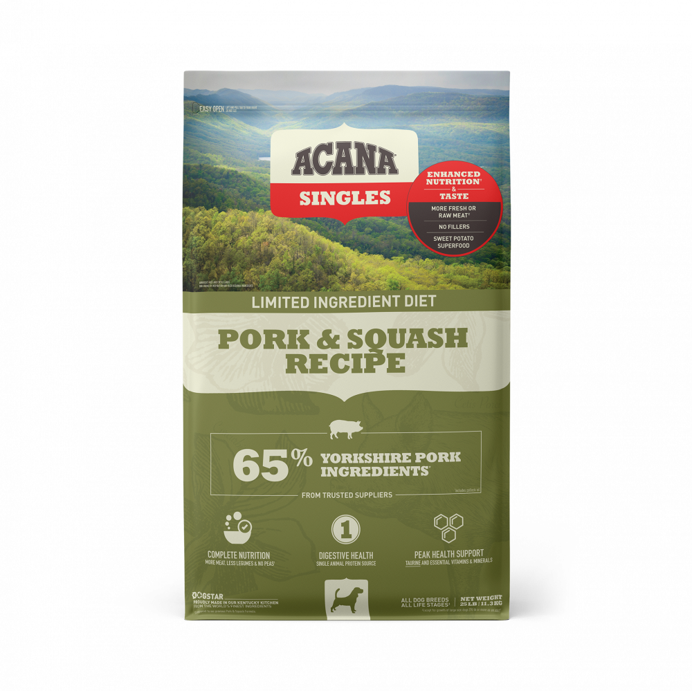 Acana 25lb grain free pork and squash dog food