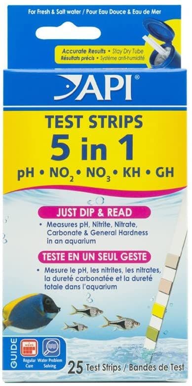 API 5 in 1 Aquarium Test Strips - 25 Count