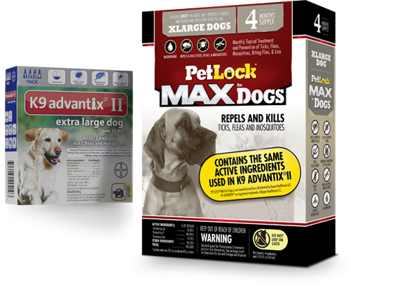 Petlock max flea tick 4 doses extra large dog