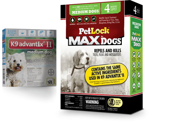 Petlock max flea tick 4 doses medium dog Brothers Country Supply