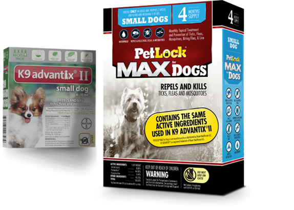 Petlock max flea tick 4 doses small dog