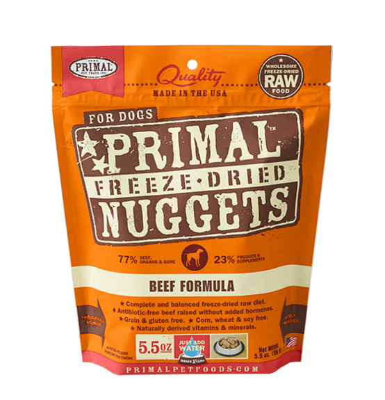 Primal freeze dried beef 5.5oz dog treat