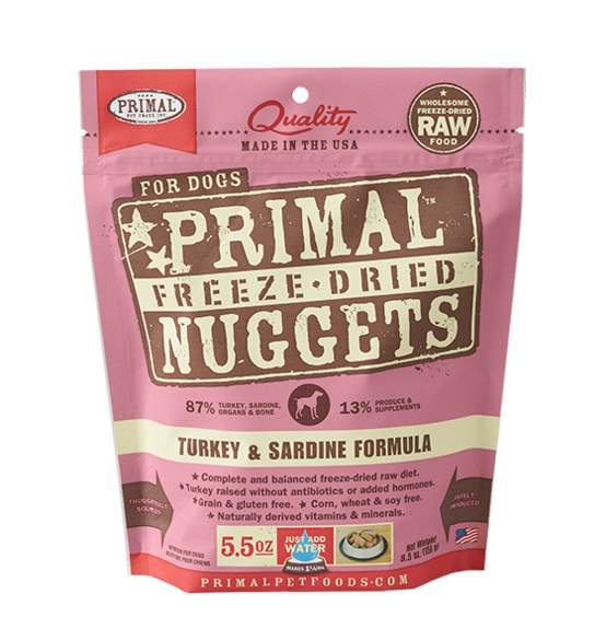 Primal freeze dried turkey sardine 5.5oz dog treat