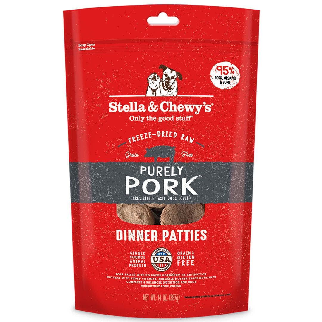 Stella and Chewy's 14oz freeze dried purely pork patties dog food