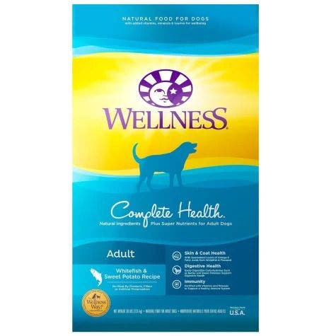 Wellness 30lb fish sweet potato dog food