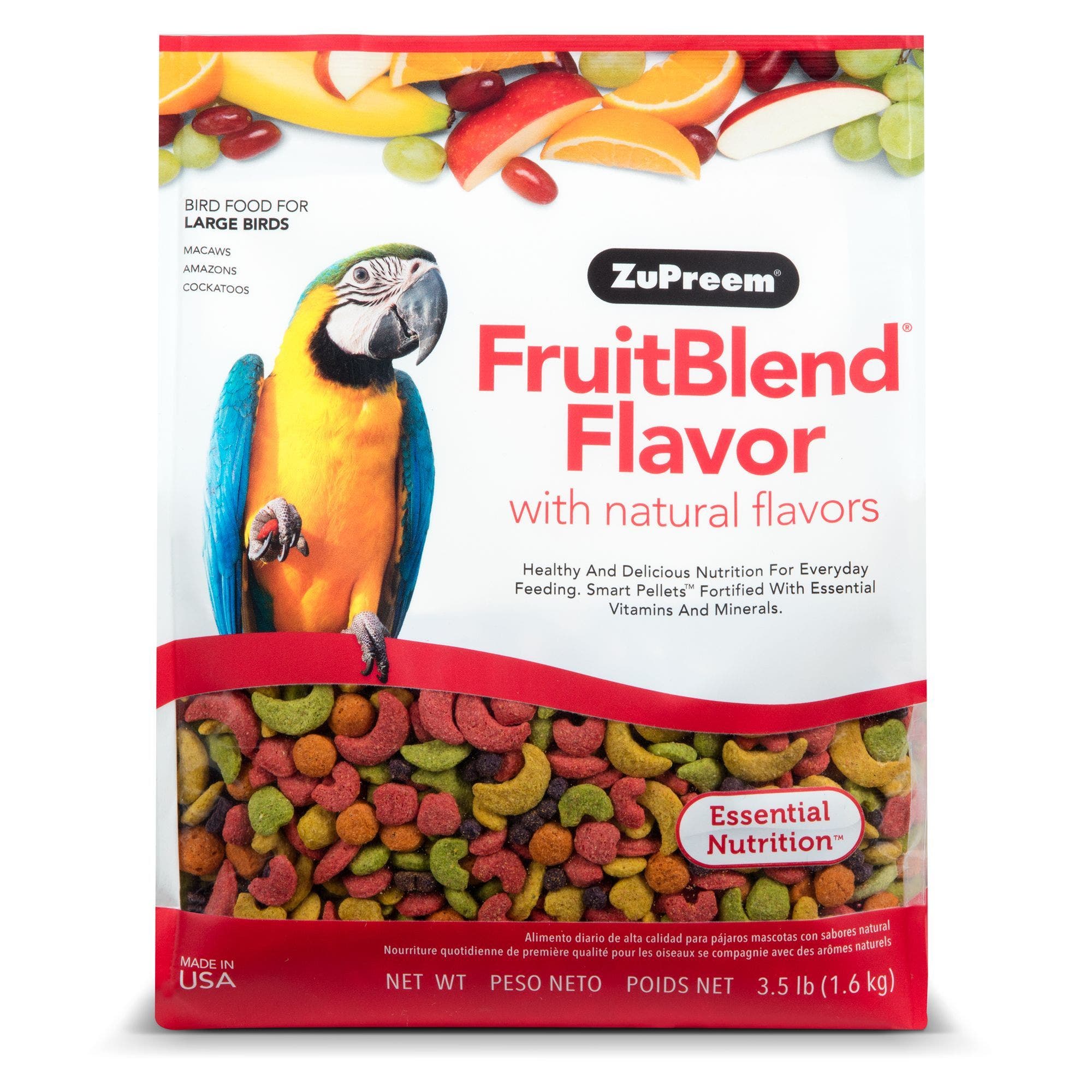 Zupreem Fruit Blend with Natural Flavors for Large Birds Bird Food 3.5lb