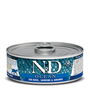 Farmina N&D Ocean Feline Sea Bass, Sardine and Shrimp Stew Cat Food 2.5oz