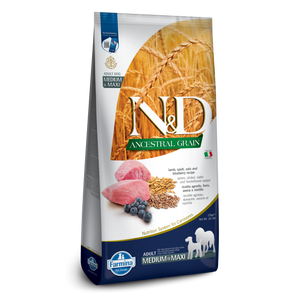 Farmina N&D Dog Ancestral Grain Adult Medium & Maxi Lamb and Blueberry 26.4lb