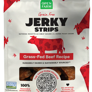 Open Farm Grain-Free Grass-Fed Beef Jerky Strips for Dogs 5.6oz