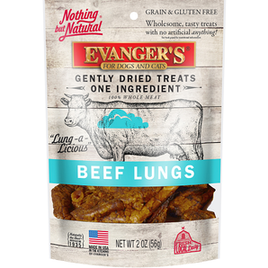 Evangers Nothing But Natural Gently Dried Beef Lung Treats 2oz