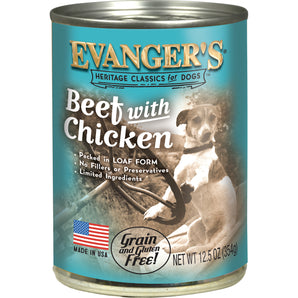 Evangers Heritage Classic Beef with Chicken Dog Food 12.5oz