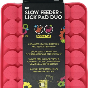 Spunky pup slow feeder & lick pad duo, petal