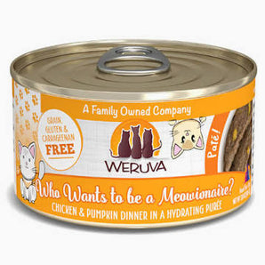 Weruva Cat Pate 3oz Who Wants to be a Meowionaire? Chicken & Pumpkin Dinner in a Hydrating Puree
