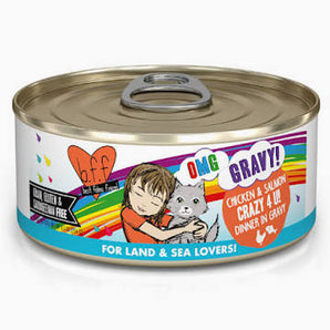 Weruva BFF OMG GRAVY 5.5oz Cat Chicken & Salmon Crazy 4 U! Dinner in Gravy