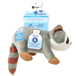 Spunky pup clean earth recycled plush toy, raccoon small