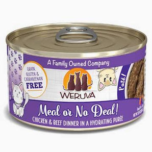 Weruva Cat Pate 3oz Meal or No Deal! Chicken & Beef Dinner in a Hydrating Puree