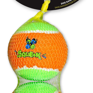 Spunky pup squeaky tennis balls, 2-pack, large