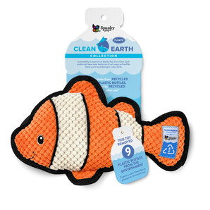 Spunky pup clean earth recycled plush toy, clownfish