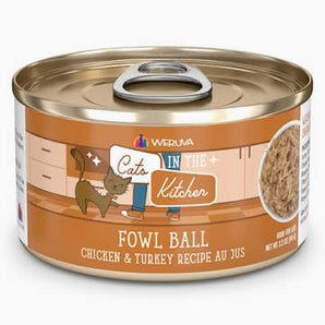 Weruva Cats in the Kitchen 3.2oz Fowl Ball Chicken & Turkey Recipe Au Jus