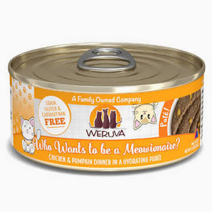 Weruva Cat Pate 5.5oz Who Wants to be a Meowionaire? Chicken & Pumpkin Dinner in Hydrating Puree