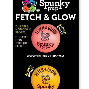 Spunky pup fetch & glow, glowing fetch ball toy, small 2-pack