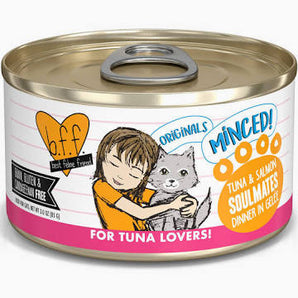 Weruva BFF MINCED 3oz Cat Tuna & Salmon Soulmates Dinner in Gravy