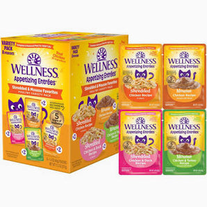 Wellness 8ct shredded & mousse poultry variety