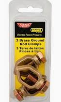 Brass ground rod clamp pkg3