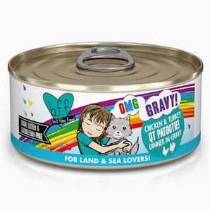 Weruva BFF OMG GRAVY 2.8oz Cat Chicken & Turkey QT Patootie! Dinner in Gravy
