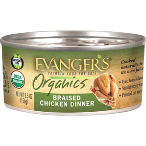 Evangers Organic Braised Chicken Dinner for Cats 5.5oz