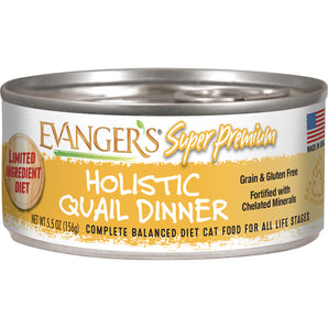 Evangers Super Premium Holistic Quail Dinner for Cats 5.5oz
