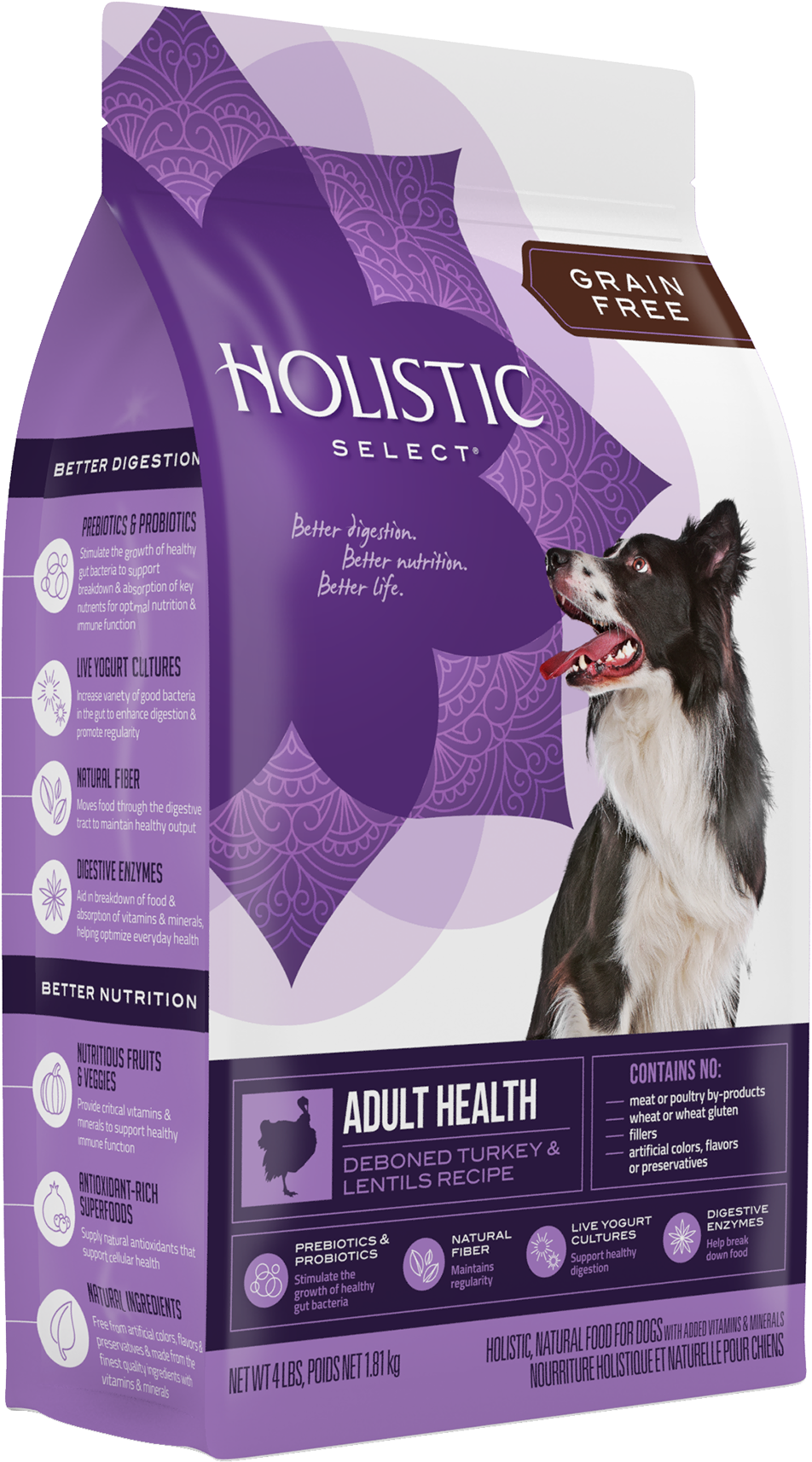 Holistic Select 4lb Grain Free Turkey Lentil Dog Food