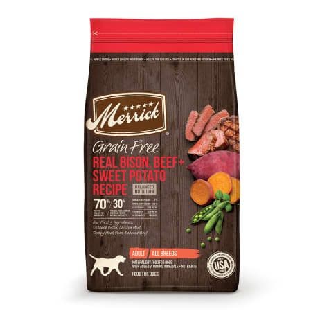 Merrick 22lb grain free bison beef sweet potato