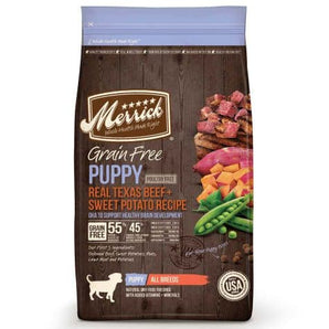 Merrick 22lb grain free puppy beef sweet potato