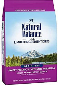 Natural Balance limited ingredient diet sweet potato venison 26lb dog food