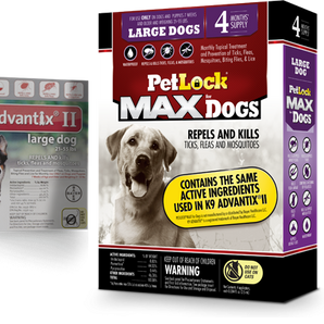 Petlock max flea tick 4 doses large dog