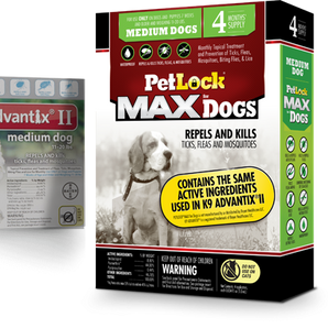 Petlock max flea tick 4 doses medium dog
