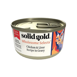 Solid Gold wholesome selects in gravy chicken and liver cat food 3oz