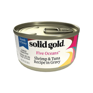 Solid Gold five oceans 6oz shrimp tuna shreds cat food