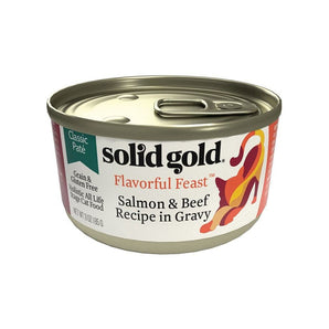 Solid Gold flavorful feast classic pate salmon and beef in gravy cat food 3oz
